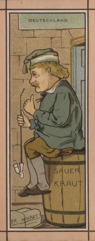Menyillustrasjon: Tyskland (farge litho) av English School
