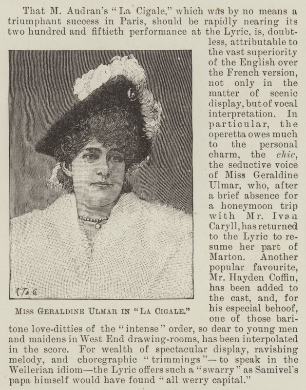 Frøken Geraldine Ulmer i "La Cigale" (gravering) av English School