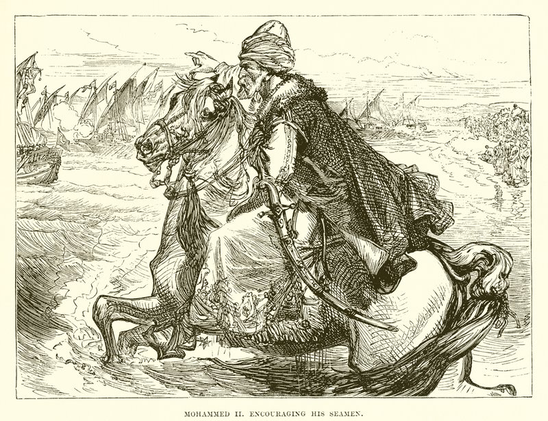 Mohammed II oppmuntrer sjømennene sine av English School