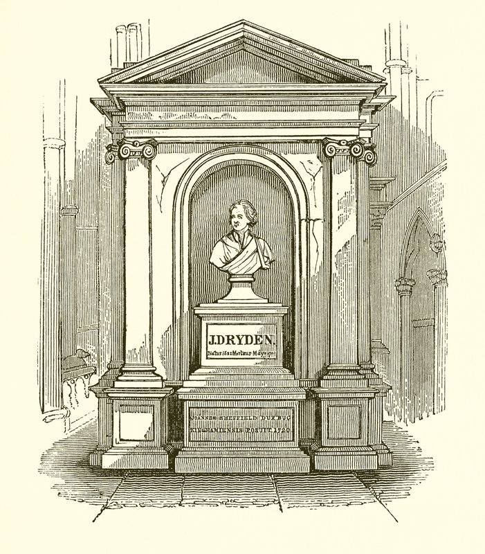 Monument of Dryden i Westminster Abbey av English School