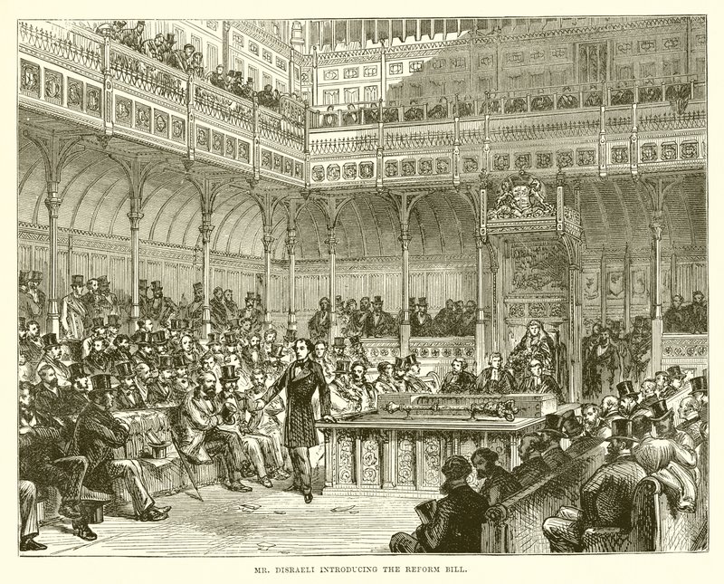 Mr. Disraeli introduserer reformforslaget av English School