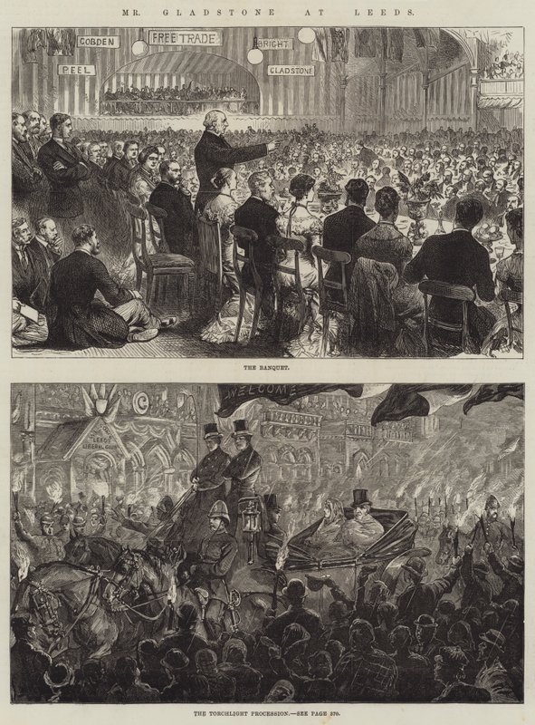 Mr Gladstone i Leeds (gravering) av English School