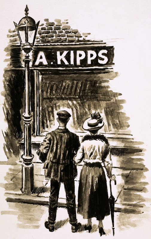 Mr Kipps (gouache på papir) av English School