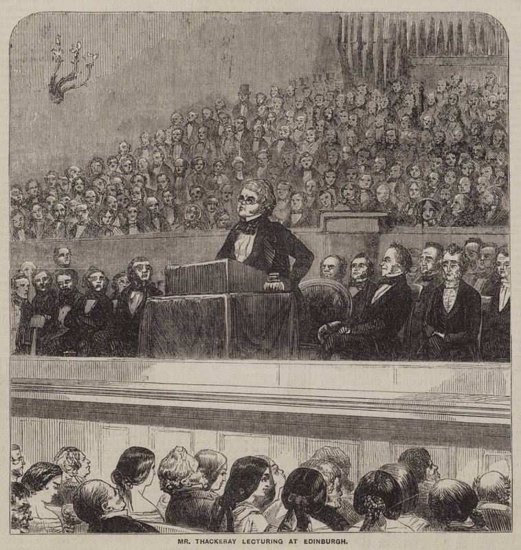 Mr Thackeray foreleser i Edinburgh (gravering) av English School