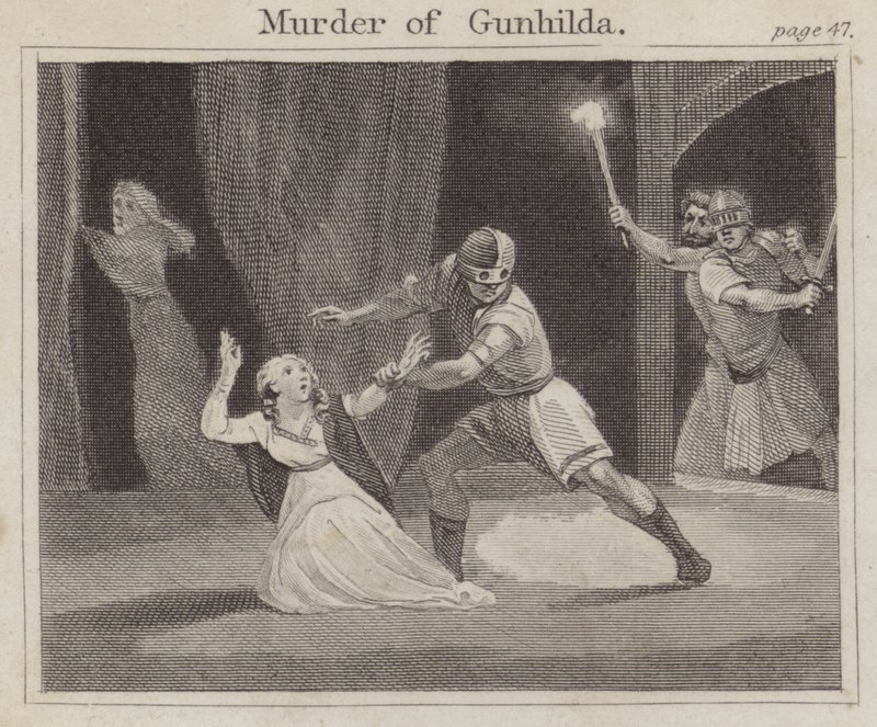 Drapet på Gunhilda (gravering) av English School