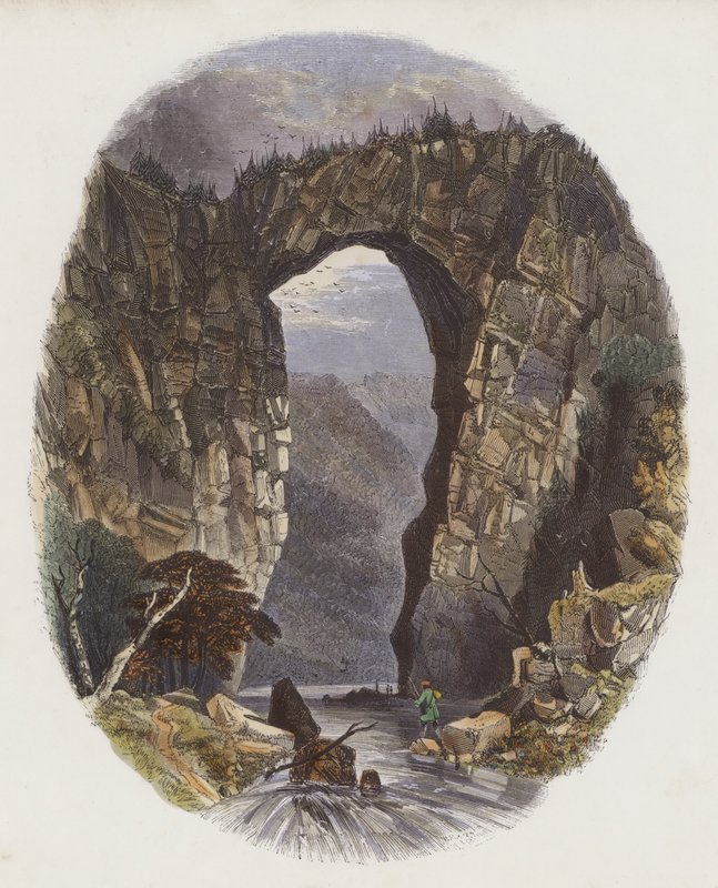 Natural Bridges (farget gravering) av English School