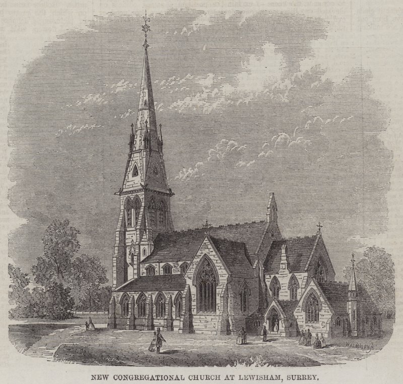 New Congregational Church i Lewisham, Surrey (gravering) av English School