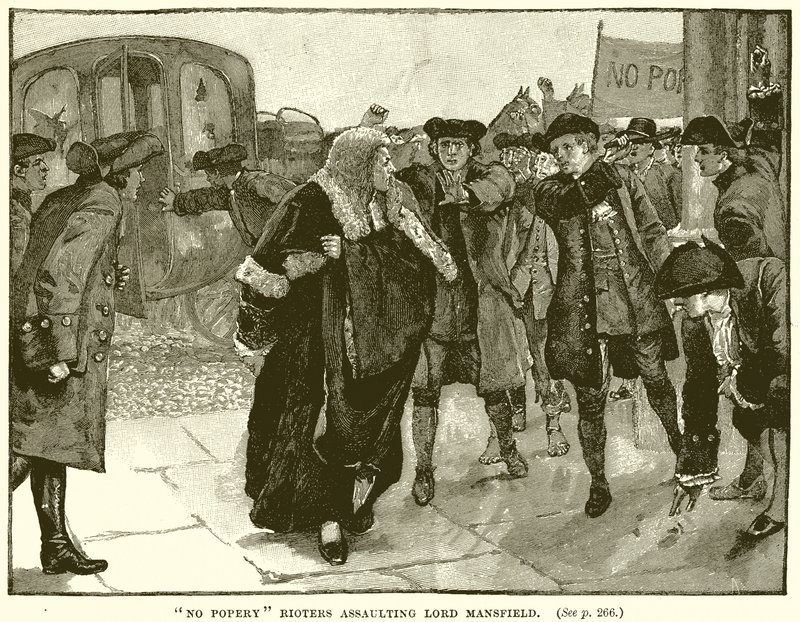 Ingen Popery Rioters angriper Lord Mansfield av English School