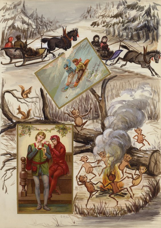 Side fra sen viktoriansk utklippsbok (multimedia) av English School