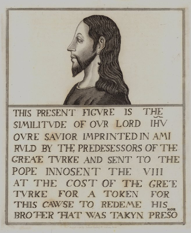 Maleri av Jesus Kristus på eik (gravering) av English School