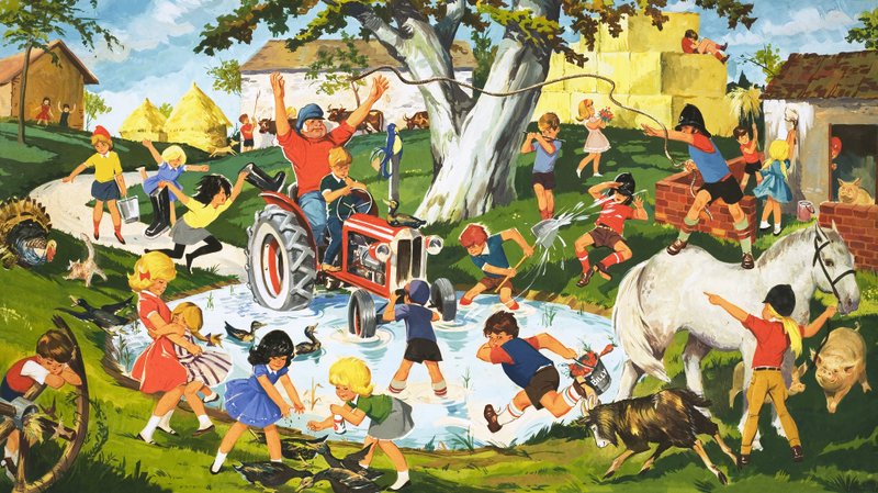 Pandemonium i gårdstunet av English School