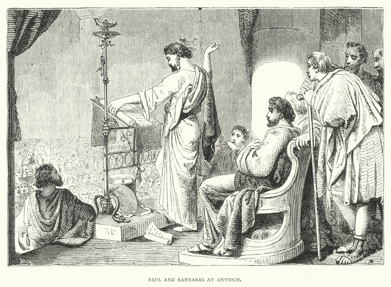 Paulus og Barnabas i Antiokia (gravering) av English School