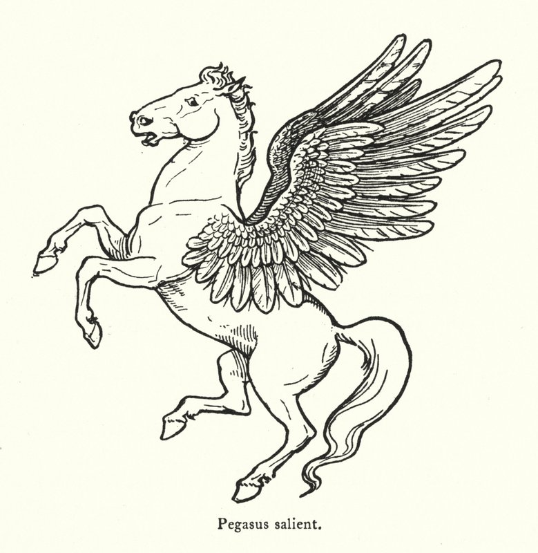 Pegasus fremtredende (gravering) av English School