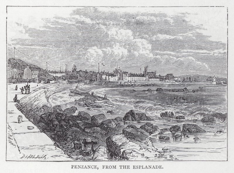 Penzance, fra Esplanade (gravering) av English School