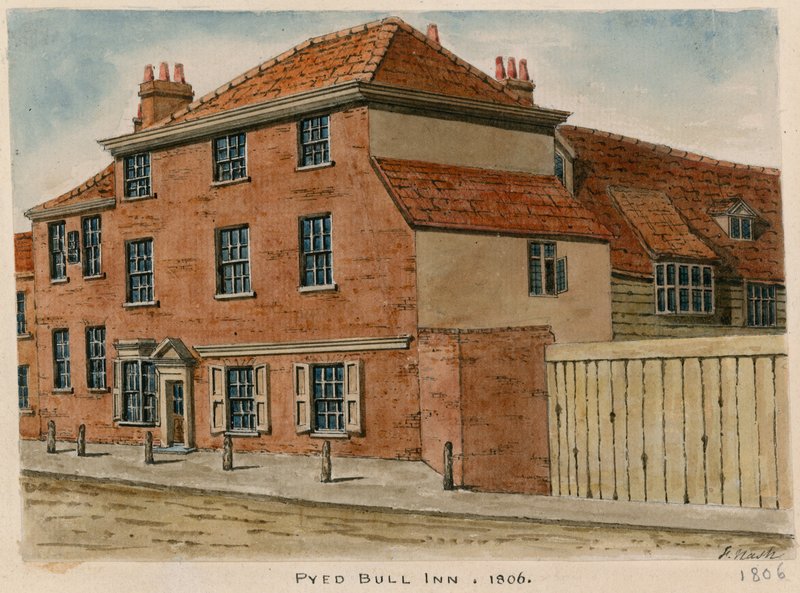 Pied Bull Inn, Islington (wc på papir) av English School