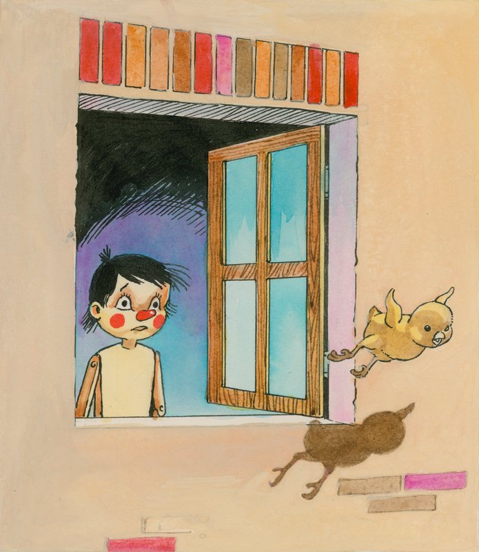Pinocchio (gouache på papir) av English School
