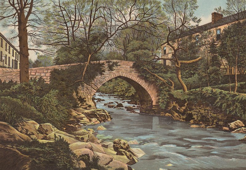 Plymouth: Ivybridge, nær Plymouth (farge litho) av English School
