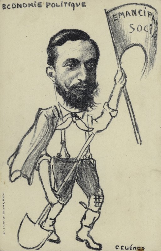 Politisk økonomi tegneserie (litho) av English School