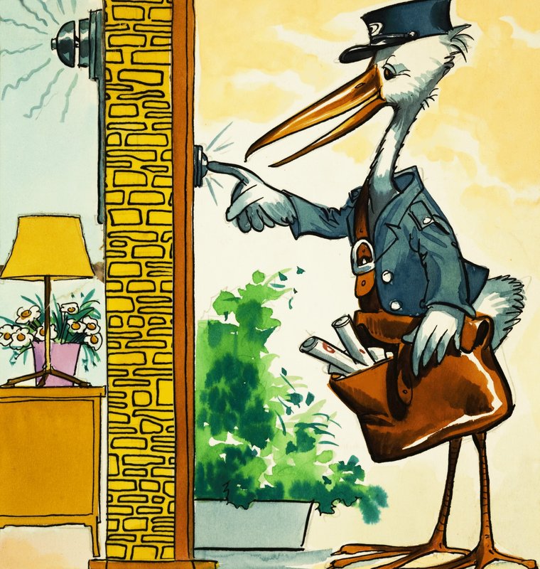 Postbud stork ringer på av English School