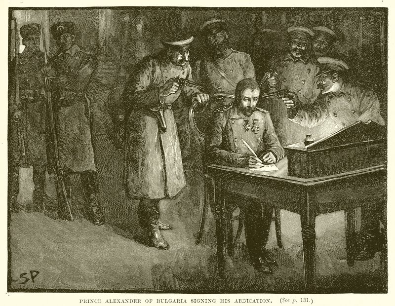 Prins Alexander av Bulgaria signerer sin abdikasjon av English School
