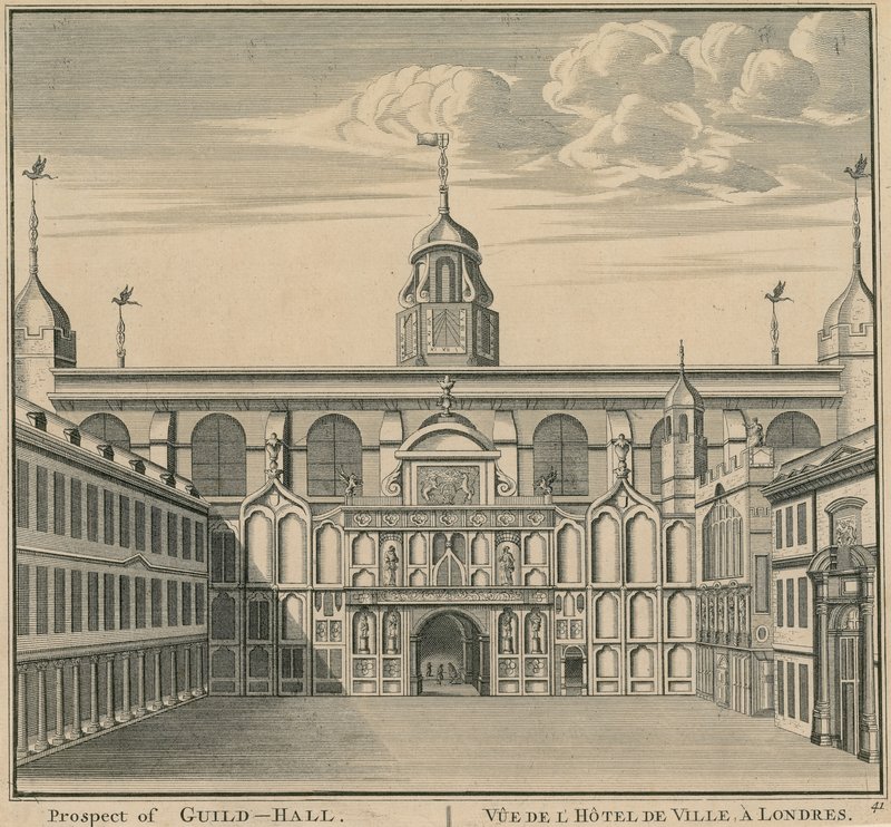 Prospekt av Guildhall, London av English School