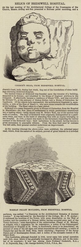 Relikvier fra Bridewell Hospital (gravering) av English School
