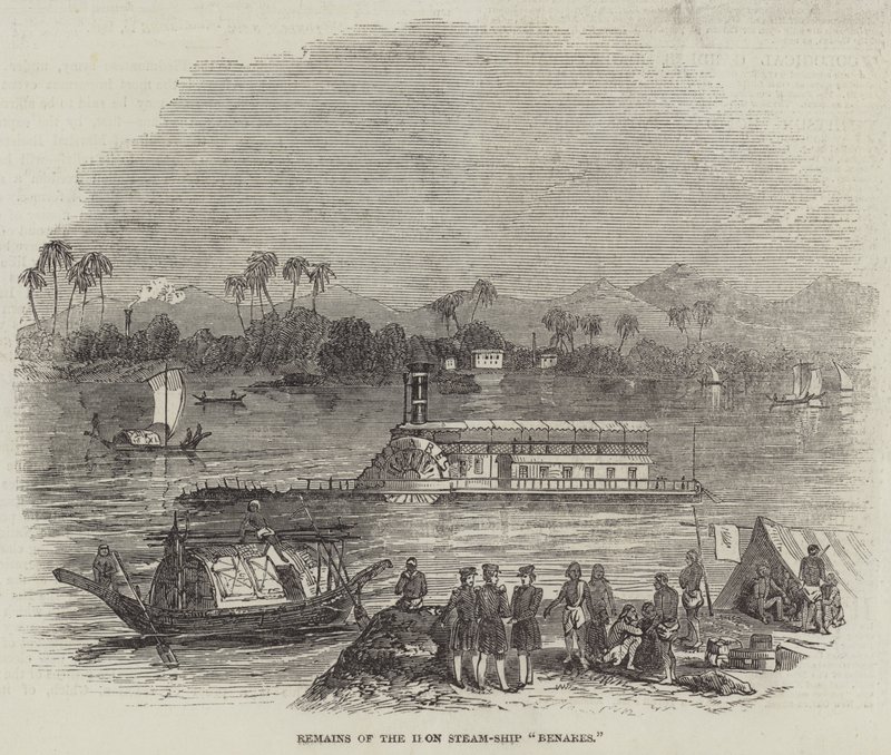 Rester av Iron Steam-Ship "Benares" (gravering) av English School