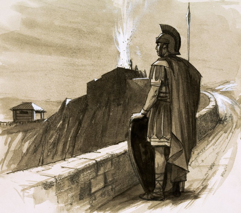 Romersk soldat som vokter en grensemur av English School