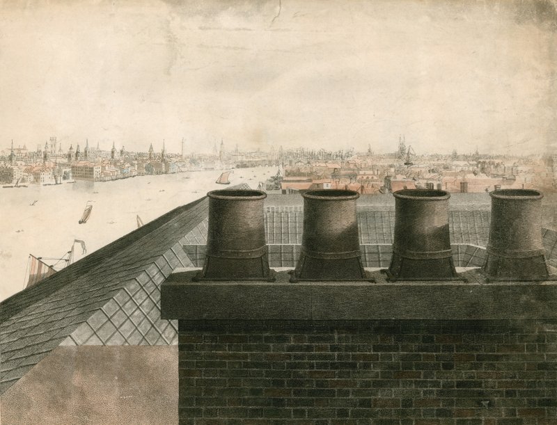 Takutsikt over London og Themsen av English School