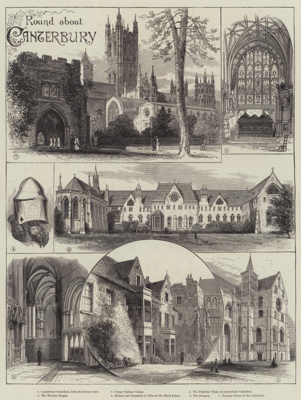 Rundt om Canterbury (gravering) av English School