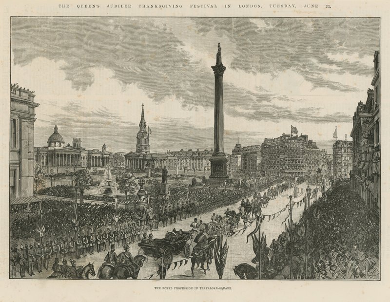 Kongelig prosesjon på Trafalgar Square av English School