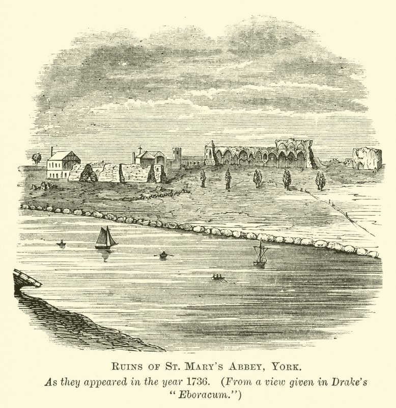 Ruinene av St Marys Abbey, York av English School