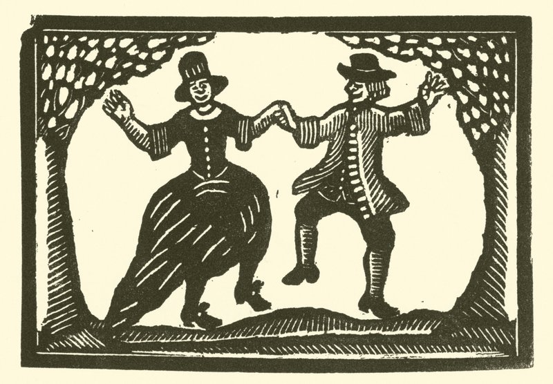 Rustikke dansere (tresnitt) av English School