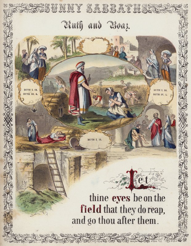 Ruth og Boas (farget gravering) av English School