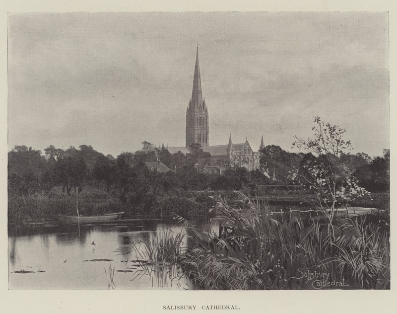 Salisbury Cathedral (gravering) av English School