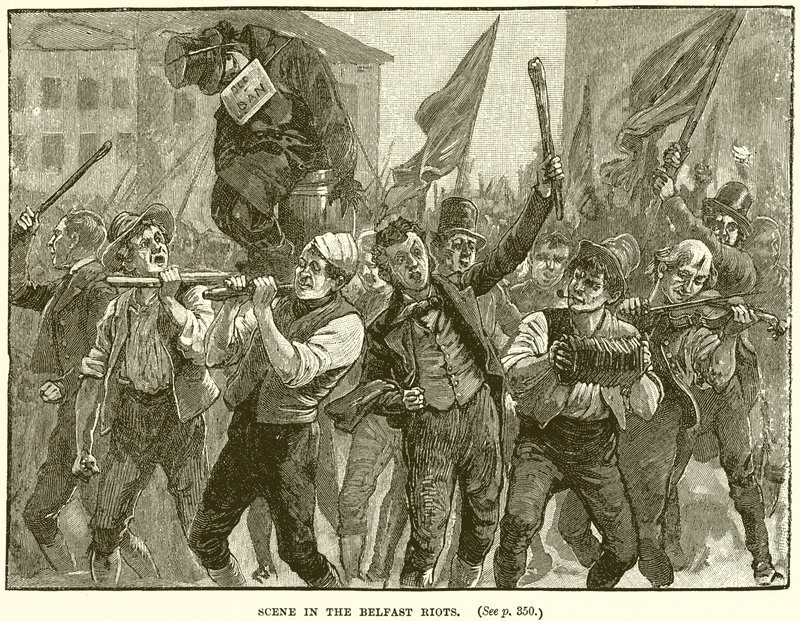 Scene i Belfast-opptøyene av English School