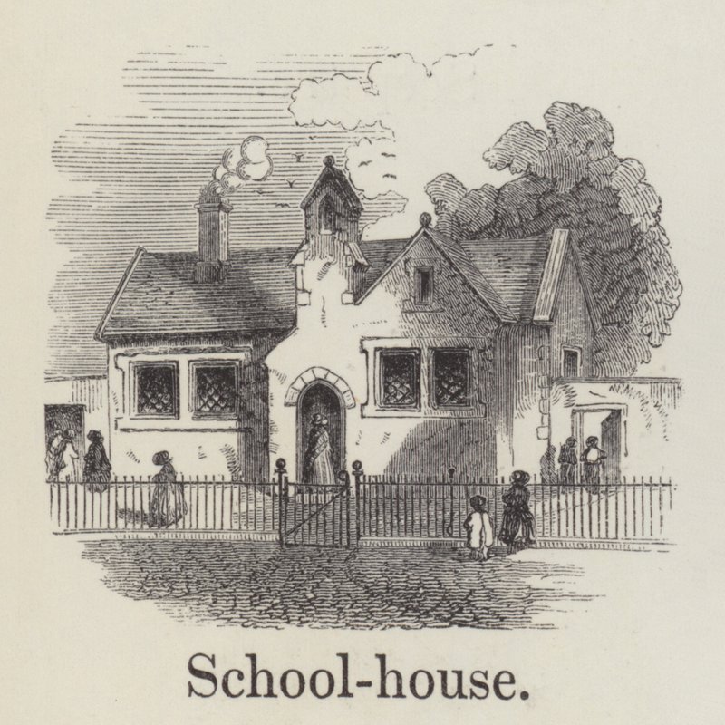 Skolehus (gravering) av English School