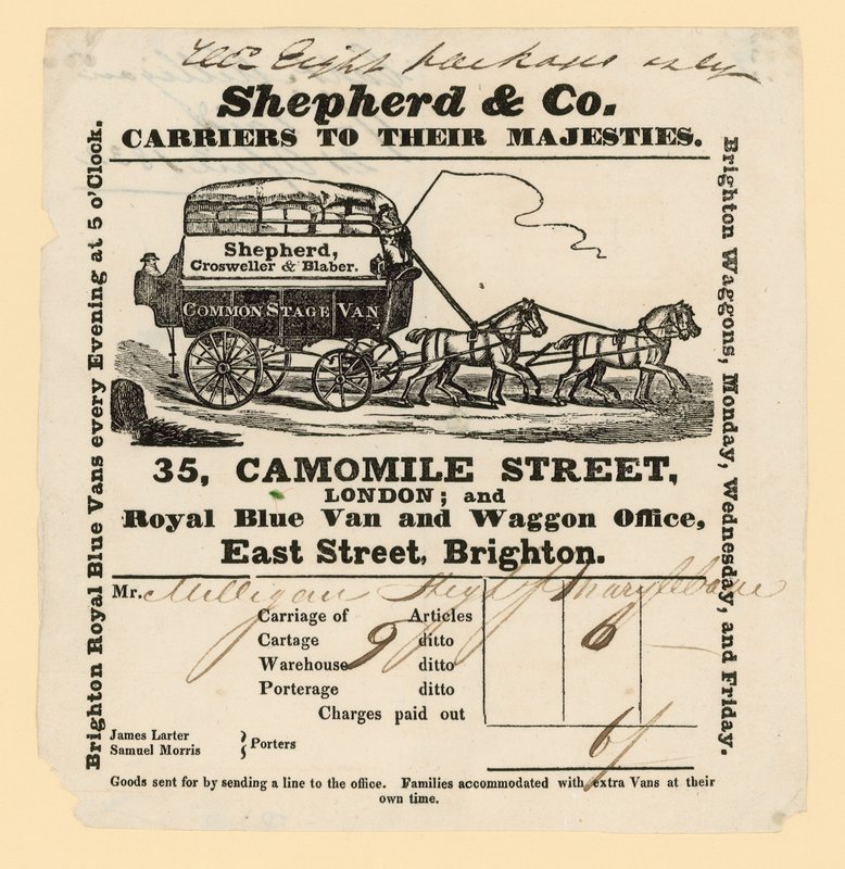 Shepherd & Co regningen. Brighton til London av English School
