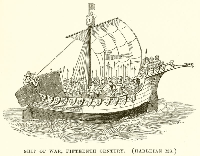 Krigsskip, femtende århundre. (Harleian Ms.) av English School