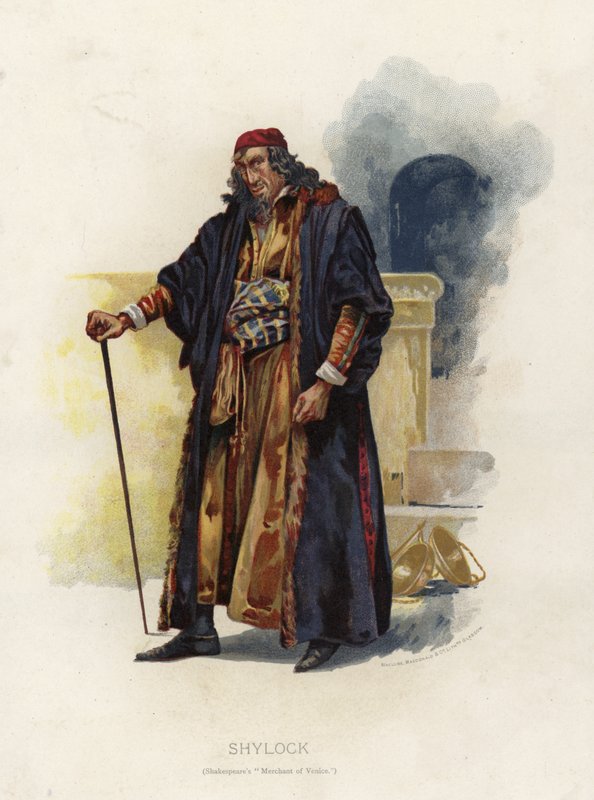 Shylock, fra Shakespeares The Merchant of Venice av English School
