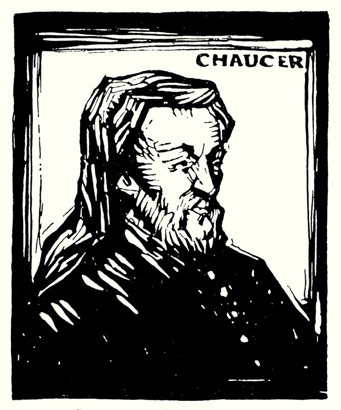 Silhuettportrett, Geoffrey Chaucer (litografi) av English School