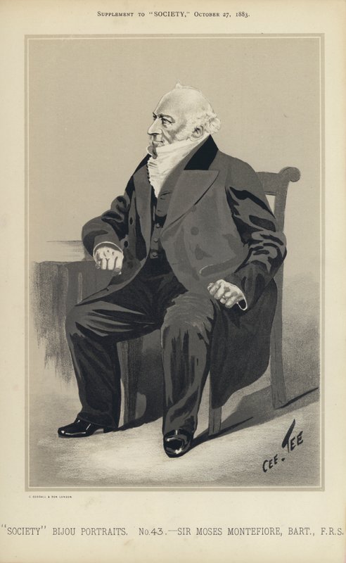 Sir Moses Montefiore (farge litho) av English School