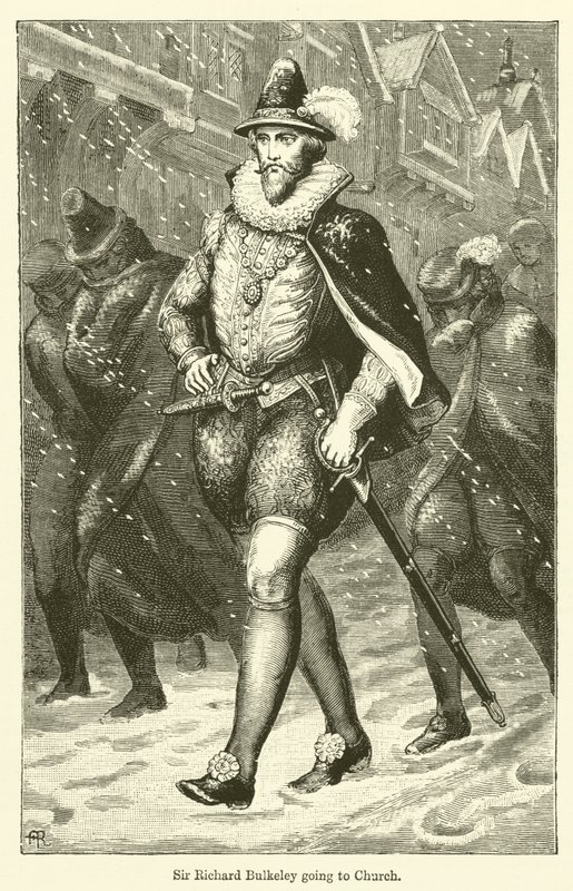 Sir Richard Bulkeley går til kirken (gravering) av English School