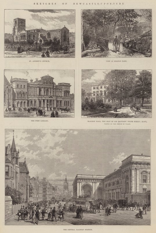 Skisser av Newcastle-upon-Tyne (gravering) av English School