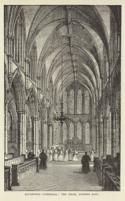 Southwell Cathedral, koret, ser østover av English School