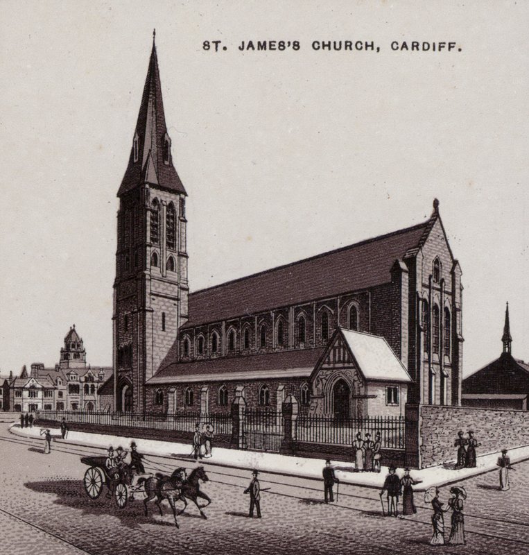 St James's Chruch, Cardiff (litho) av English School