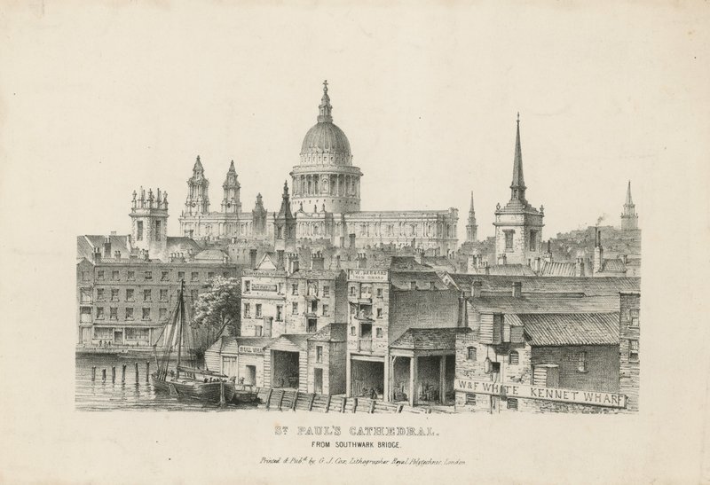 St Pauls Cathedral fra Southwark Bridge av English School