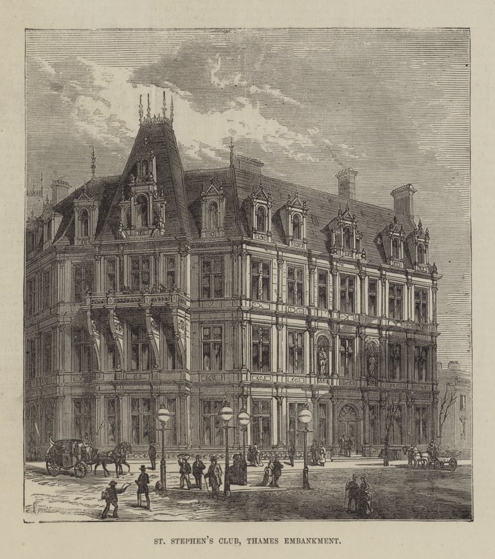 St Stephen's Club, Thames Embankment (gravering) av English School