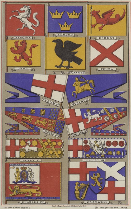 Standards of Old England (farge litho) av English School