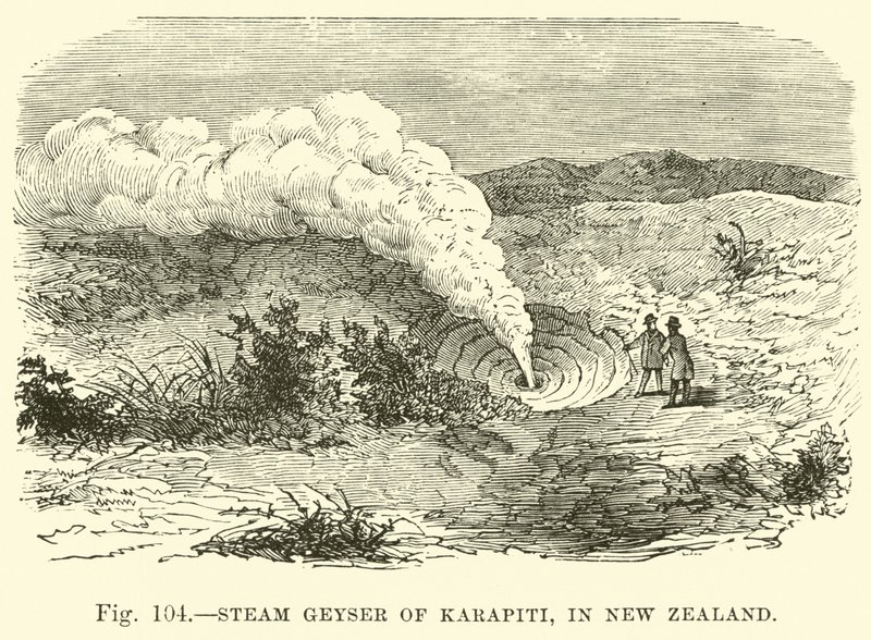 Steam Geyser fra Karapiti, i New Zealand av English School